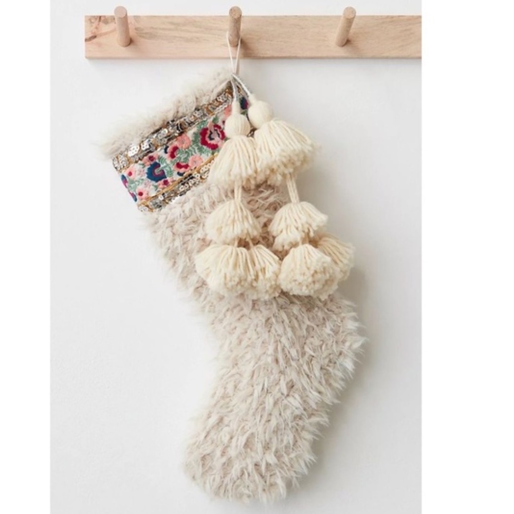 NWOT Free People FP ONE Snowflake Holiday Christmas Stocking Z154